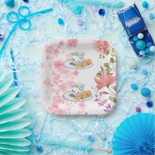 Elegant Tea Party Vibes Papieren Bordje (Feest)