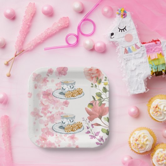 Elegant Tea Party Vibes Papieren Bordje (Feest)