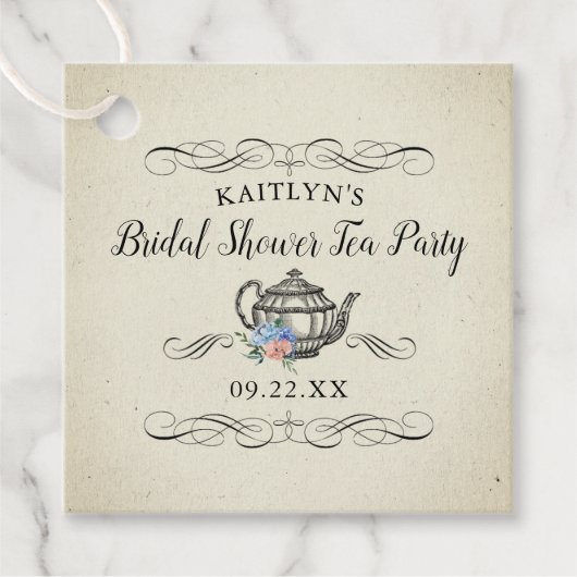 Elegant Tea Party | VRIJGEZELLENFEEST Bedankjes Labels (Voorkant)