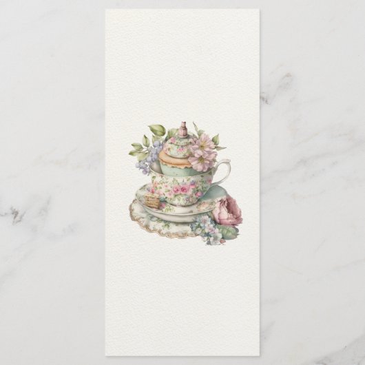 Elegant Tea Party Vrijgezellenfeest Menu (Achterkant)