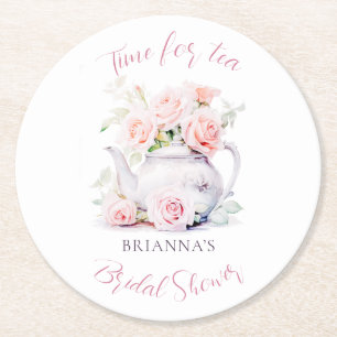 Elegant Tea Party Vrijgezellenfeest Ronde Kartonnen Onderzetter