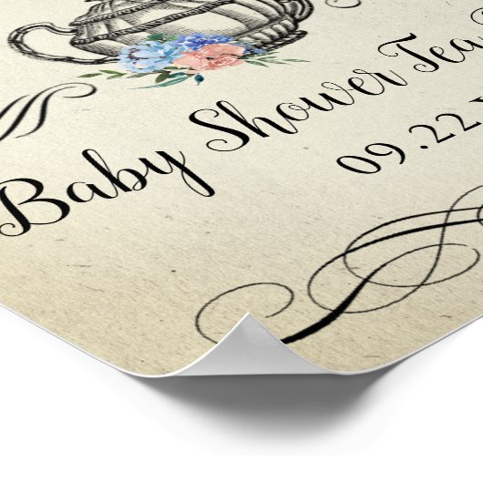 Elegant Tea Party | Welkom Baby shower Poster (Hoek)