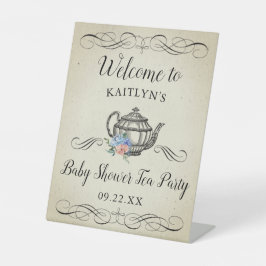 Elegant  Tea Party | Welkom Baby shower Reclamebord Met Voetstuk