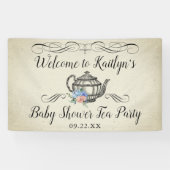 Elegant  Tea Party | Welkom Baby shower Spandoek (Horizontaal)