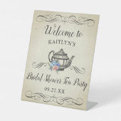 Elegant Tea Party | Welkom Vrijgezellenfeest Reclamebord Met Voetstuk (Voorkant)