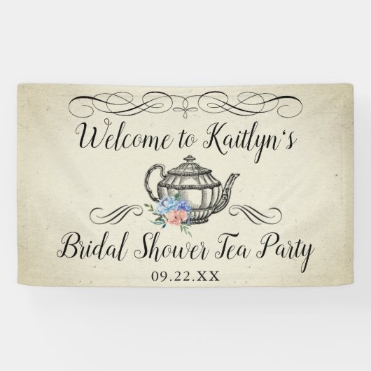 Elegant  Tea Party | Welkom Vrijgezellenfeest Spandoek (Horizontaal)