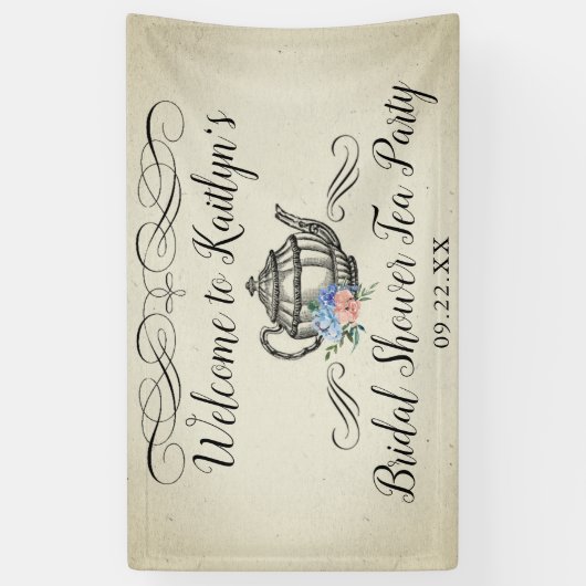 Elegant Tea Party | Welkom Vrijgezellenfeest Spandoek (Verticaal)