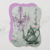 elegant tea pot florale verjaardag kaart (Voorkant / Achterkant)