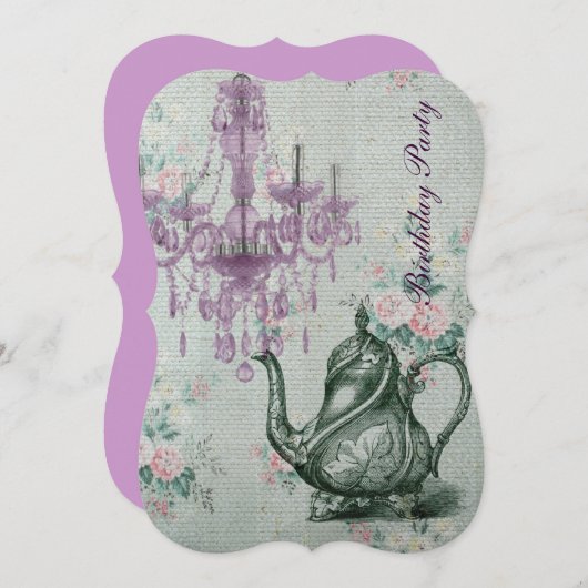 elegant tea pot  florale verjaardag kaart (Voorkant / Achterkant)