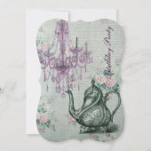 elegant tea pot  florale verjaardag kaart (Voorkant)