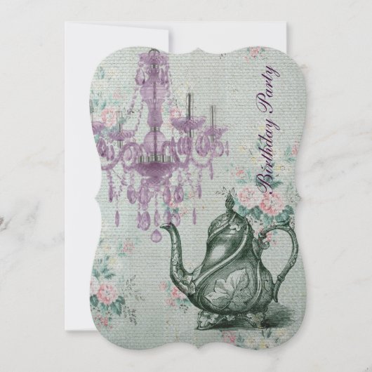elegant tea pot florale verjaardag kaart (Voorkant)