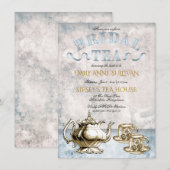 Elegant  Tea Pot | Kups Bridal Tea Shower Kaart (Voorkant / Achterkant)