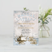 Elegant  Tea Pot | Kups Bridal Tea Shower Kaart (Staand voorkant)