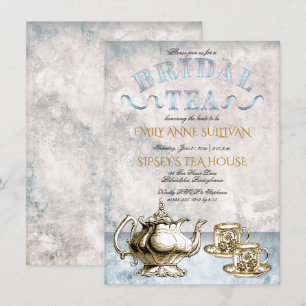 Elegant  Tea Pot   Kups Bridal Tea Shower Kaart