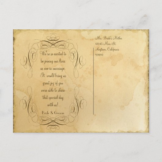 Elegant  Tea Sred Save the Dates Ann Aankondigingskaart (Achterkant)