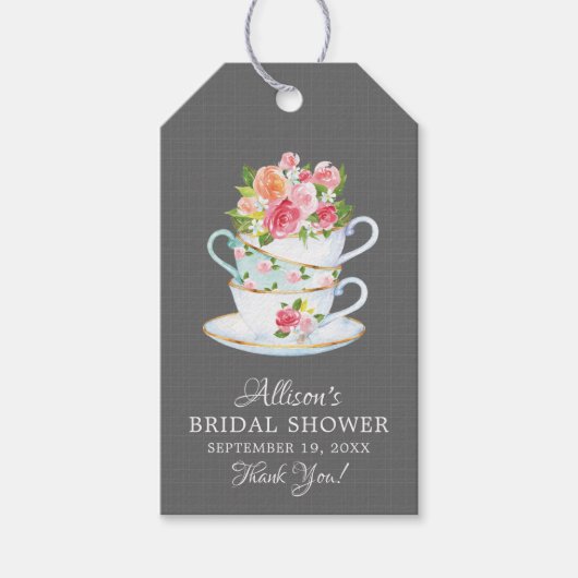 Elegant Tea Vrijgezellenfeest Favor Gift Label Cadeaulabel (Voorkant)