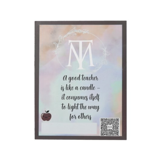 Elegant Teacher Quote Notepad with QR Code Notitieblok (Linkerzijde)