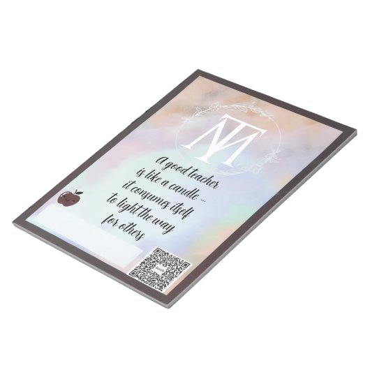 Elegant Teacher Quote Notepad with QR Code Notitieblok (Schuin)