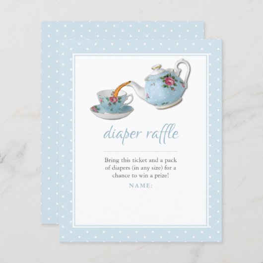 Elegant Teacup Baby shower Tea Party Diaper Raffle (Voorkant / Achterkant)