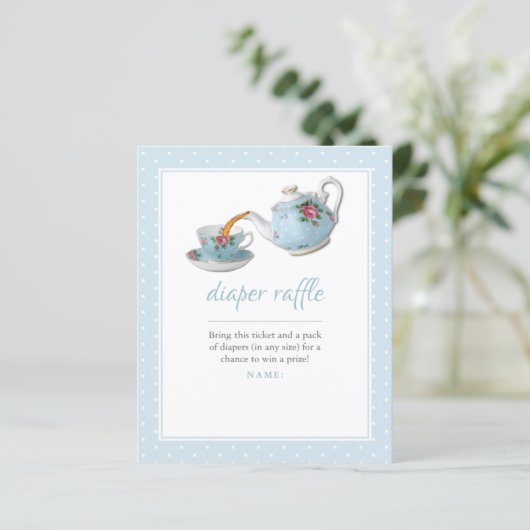 Elegant Teacup Baby shower Tea Party Diaper Raffle (Staand voorkant)