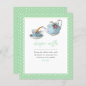 Elegant Teacup Baby shower Tea Party Diaper Raffle (Voorkant / Achterkant)