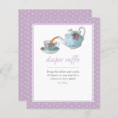 Elegant Teacup Baby shower Tea Party Diaper Raffle (Voorkant / Achterkant)