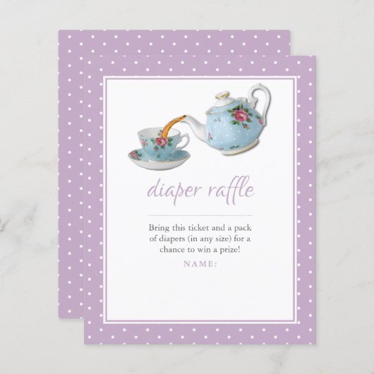 Elegant Teacup Baby shower Tea Party Diaper Raffle (Voorkant / Achterkant)
