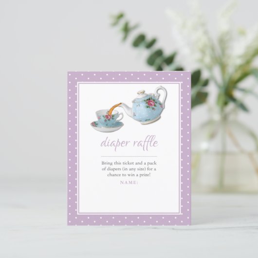 Elegant Teacup Baby shower Tea Party Diaper Raffle (Staand voorkant)