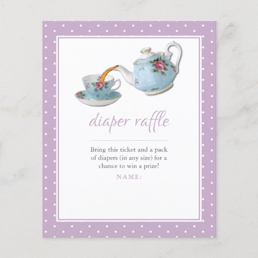 Elegant Teacup Baby shower Tea Party Diaper Raffle (Voorkant)