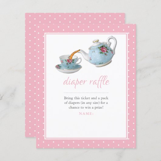 Elegant Teacup Baby shower Tea Party Diaper Raffle (Voorkant / Achterkant)