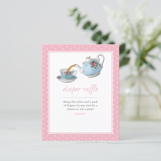 Elegant Teacup Baby shower Tea Party Diaper Raffle (Staand voorkant)