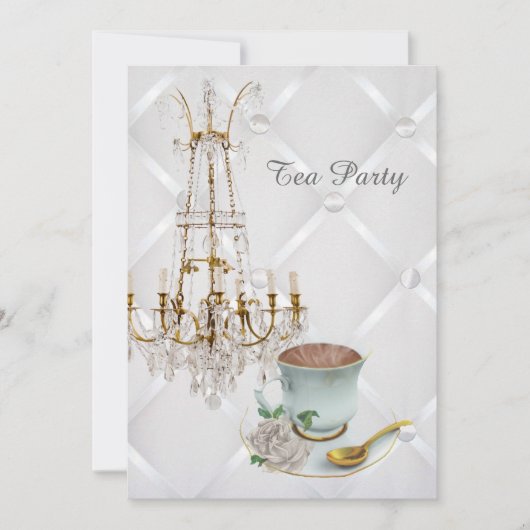 elegant teacup chandelier  tea party kaart (Voorkant)