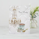 elegant teacup chandelier  tea party kaart (Staand voorkant)