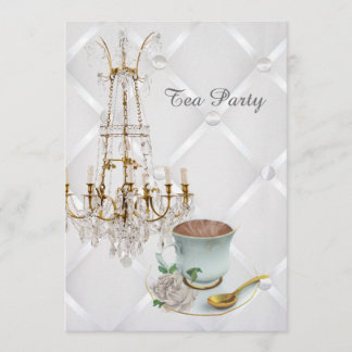elegant teacup chandelier tea party kaart