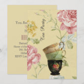 elegant teacup spring  tea party kaart (Voorkant / Achterkant)