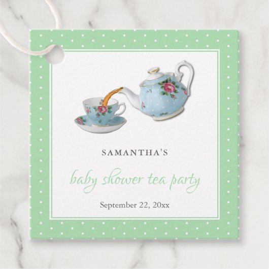 Elegant Teacups Baby shower Tea Party Bedankjes Labels (Voorkant)