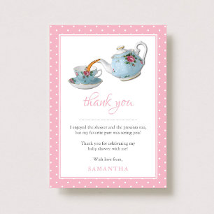 Elegant Teacups Baby shower Tea Party Bedankkaart