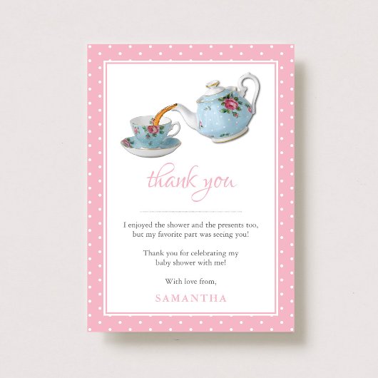 Elegant Teacups Baby shower Tea Party Bedankkaart