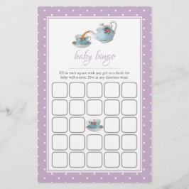Elegant Teacups Baby shower Tea Party Bingo