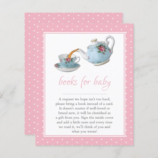 Elegant Teacups Baby shower Tea Party Book Request (Voorkant / Achterkant)