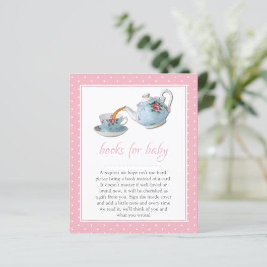 Elegant Teacups Baby shower Tea Party Book Request (Staand voorkant)