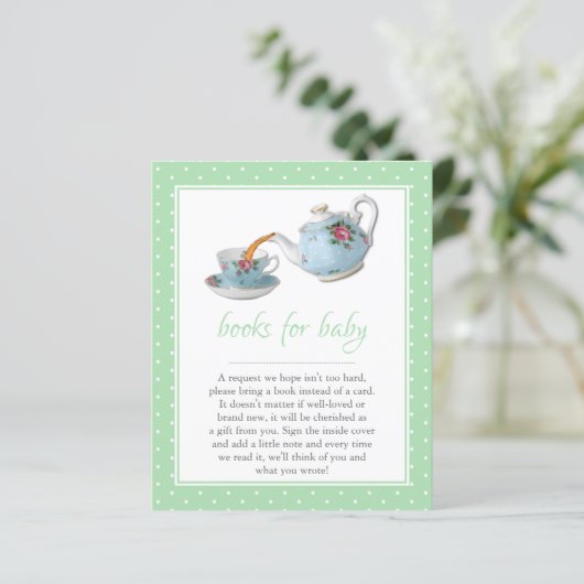 Elegant Teacups Baby shower Tea Party Book Request (Staand voorkant)