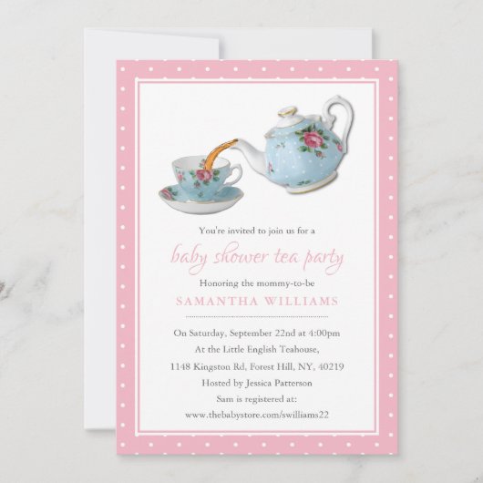 Elegant Teacups Baby shower Tea Party Kaart (Voorkant)