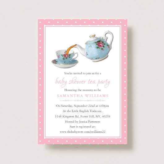 Elegant Teacups Baby shower Tea Party Kaart