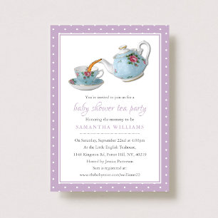 Elegant Teacups Baby shower Tea Party Kaart