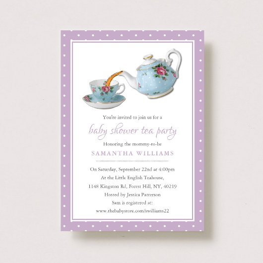 Elegant Teacups Baby shower Tea Party Kaart