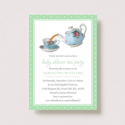 Elegant Teacups Baby shower Tea Party Kaart