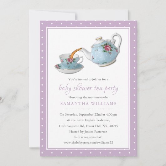 Elegant Teacups Baby shower Tea Party Kaart (Voorkant)
