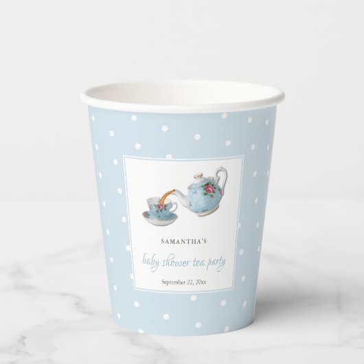 Elegant Teacups Baby shower Tea Party Papieren Bekers (Achterkant)