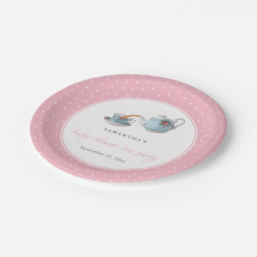 Elegant Teacups Baby shower Tea Party Papieren Bordje (Gekanteld)